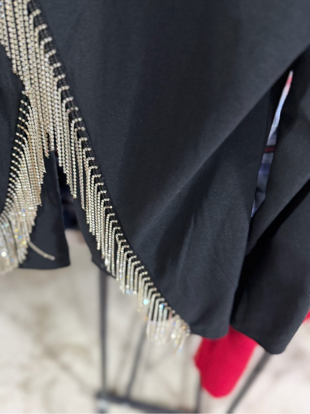Black Rhinestone Fringe Statement Blazer Small - Picture 7 of 8
